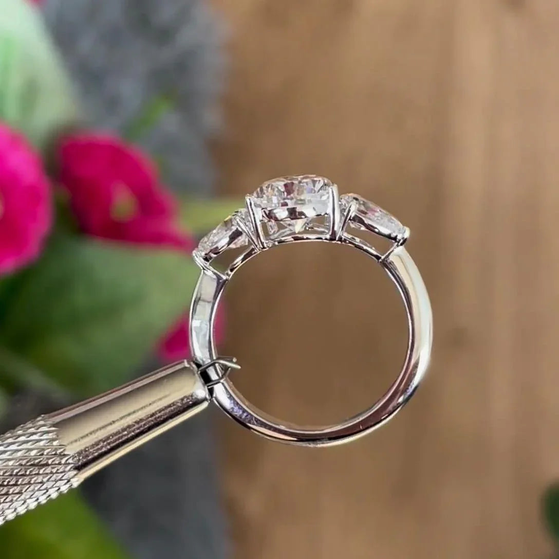 3.90 TCW Pear Lab Grown Diamond Engagement Ring | Multi-Stone Ring | IGI Certified 