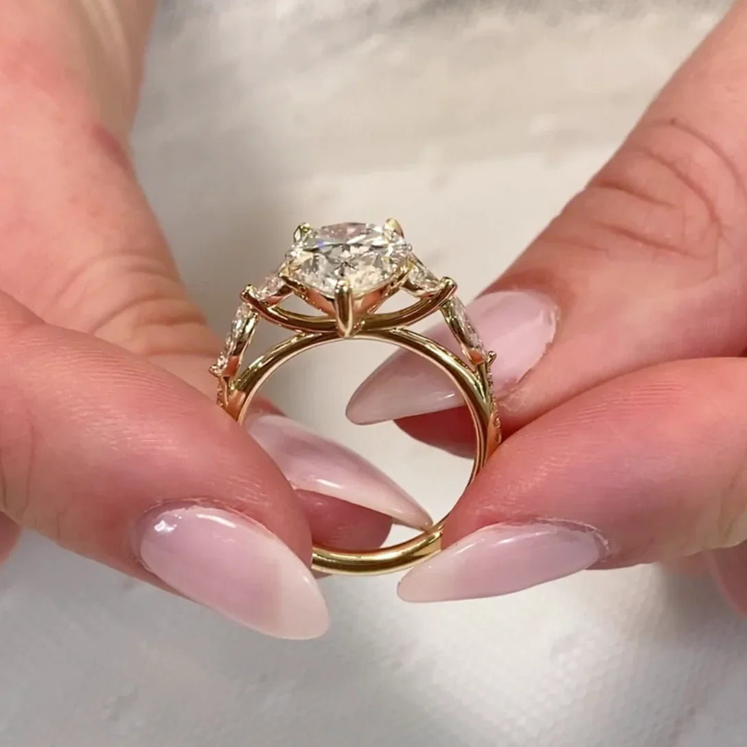 3.90 TCW Pear Lab Grown Diamond Engagement Ring | Multi-Stone Ring | IGI Certified 