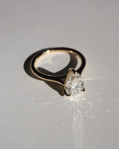 3ct pear lab grown diamond engagement ring IGI certified luxury bridal wedding ring anniversary gift for her women fine jewelry elegant diamond ring