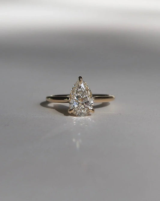 3ct pear cut lab grown diamond ring engagement ring IGI certified luxury wedding ring anniversary bridal gift fine jewelry for her women ring