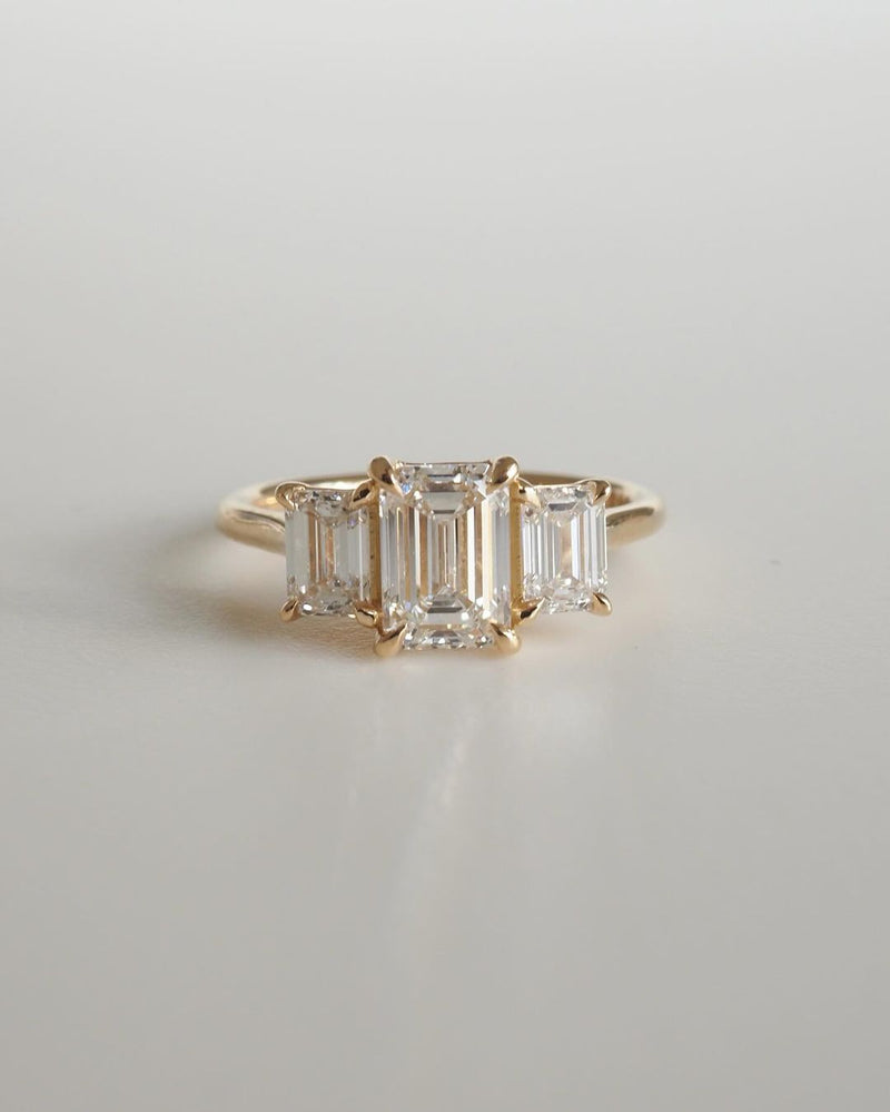 3ct Emerald Lab Grown Diamond, Three Set Diamond Ring Engagement Ring and wedding Ring and Birthday Gift For Her/ Wife