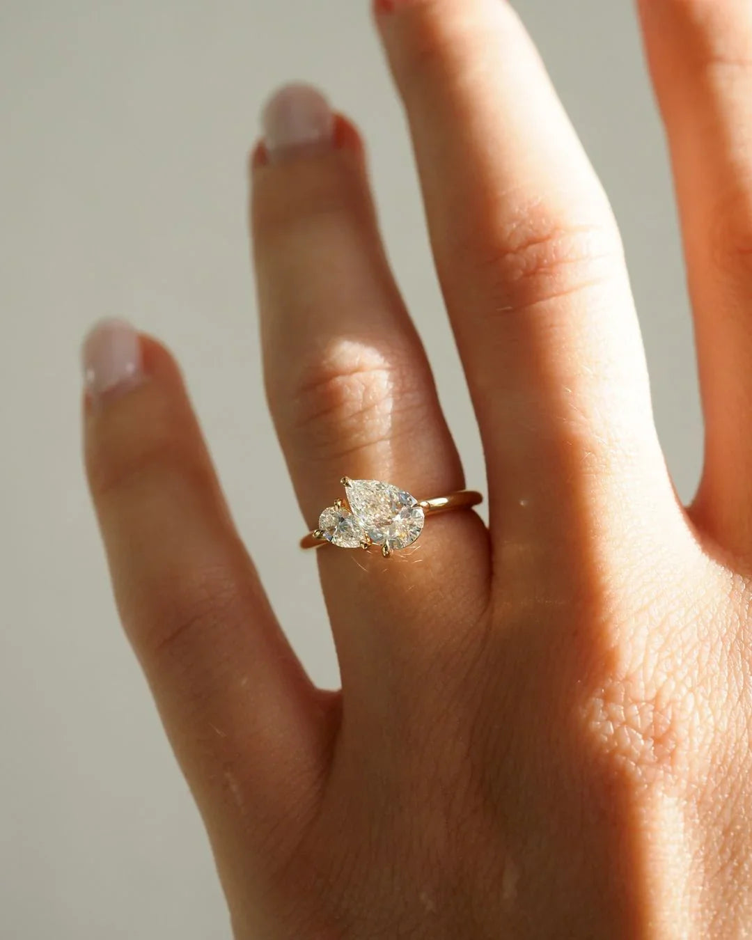 3tcw duet pear toi et moi lab grown diamond engagement ring IGI certified minimalist wedding ring marriage gift for her luxury diamond ring