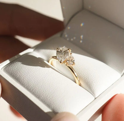3tcw duet pear toi et moi lab grown diamond engagement ring IGI certified classic minimalist wedding ring marriage gift for her fine jewelry