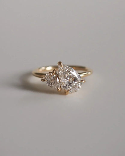 3tcw duet pear toi et moi lab grown diamond ring IGI certified engagement ring anniversary gift for women luxury bridal wedding jewelry ring