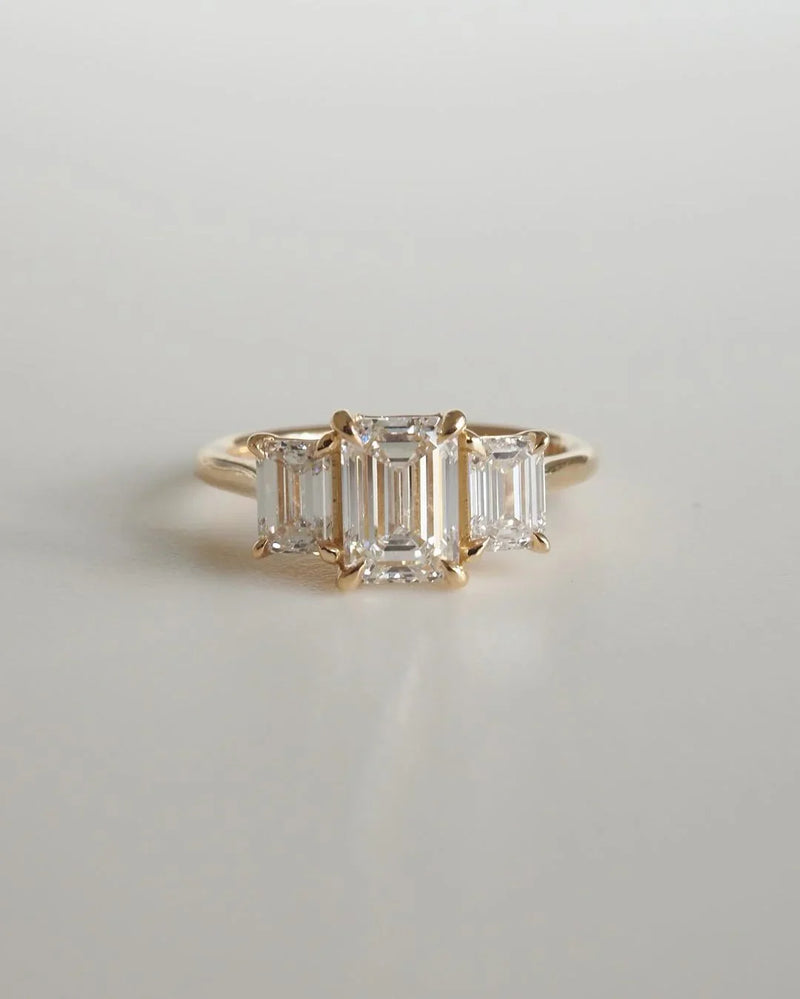 3tcw Emerald Lab Grown Diamond, Three Set Diamond Ring Engagement Ring and wedding Ring and Birthday Gift For Her/ Wife