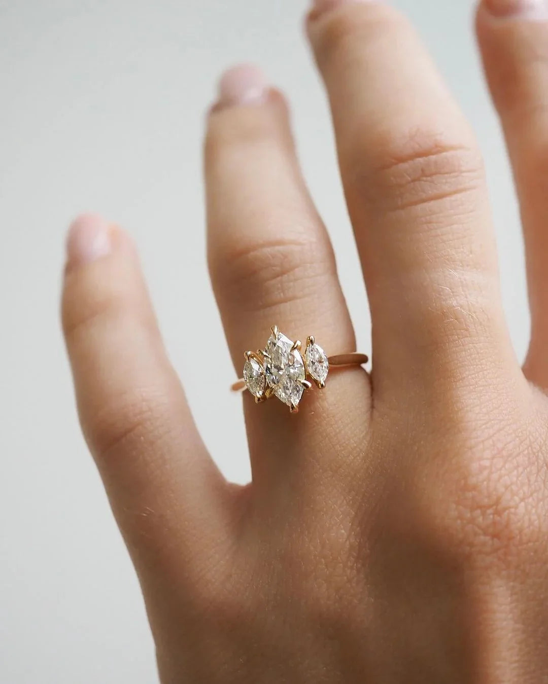 3tcw Marquise Cut Lab Grown Diamond Ring With Trio Set Classic Minimalist Engagement Ring and wedding gift or promise Gift her/women 