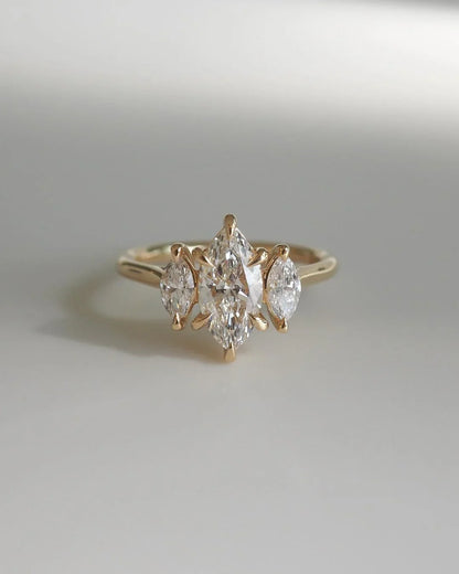 3tcw marquise cut lab grown diamond ring trio set IGI certified minimalist engagement ring wedding gift promise ring for her women luxury jewelry