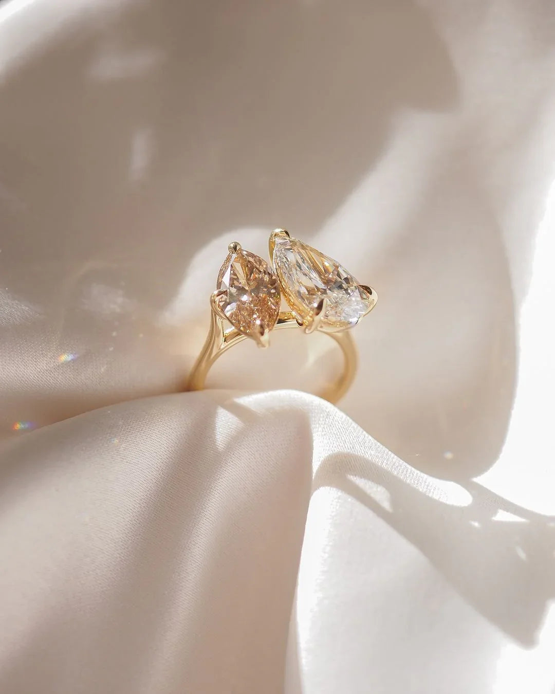 3tcw pear marquise toi et moi lab grown diamond ring IGI certified engagement wedding ring anniversary gift for women luxury fine jewelry ring