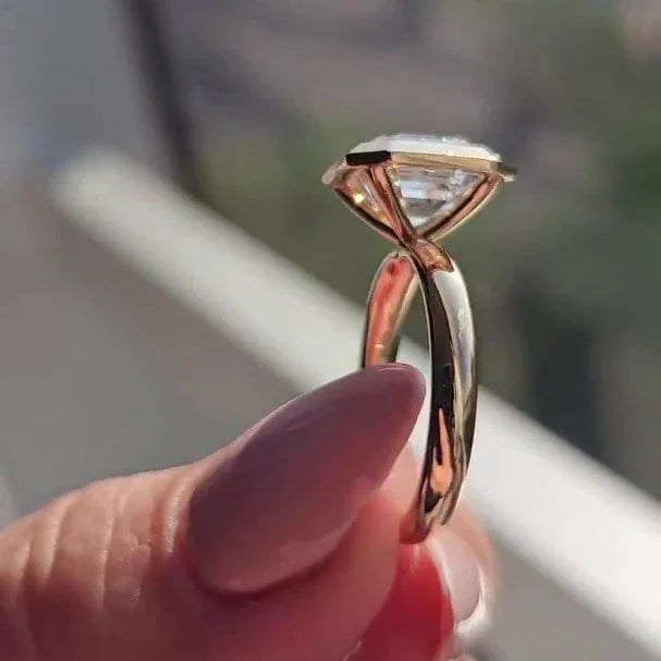 4.00 CT Asscher Cut Lab Grown Diamond Engagement Ring | Bezel Set Design | IGI Certified 