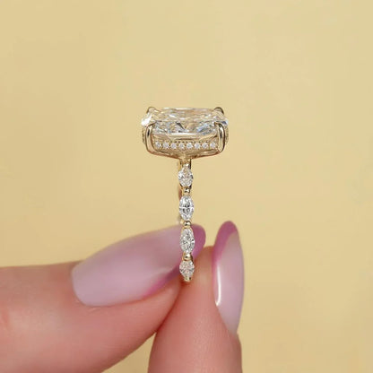 4.00 CT cushion cut lab grown diamond IGI certified engagement ring solitaire hidden halo pave band bridal wedding luxury anniversary jewelry