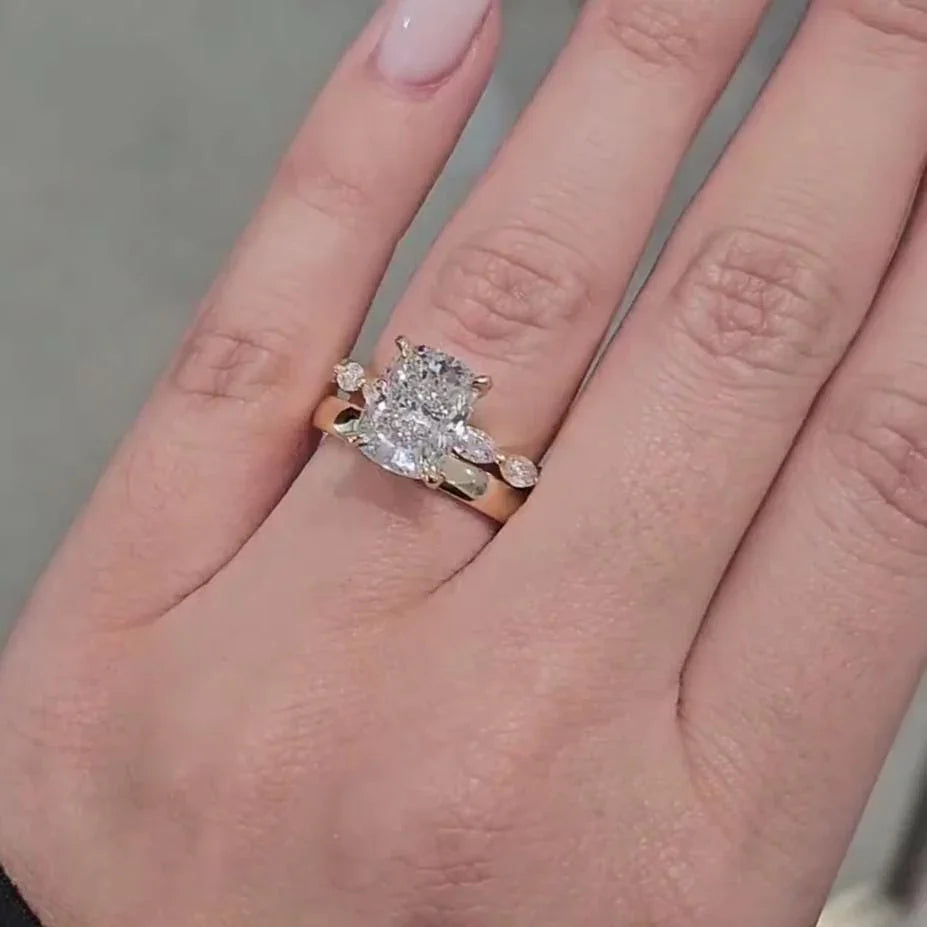 4.00 CT cushion lab grown diamond IGI certified engagement ring hidden halo marquise side stones luxury bridal wedding solitaire anniversary jewelry