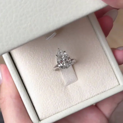 4.00 CT Pear Lab Grown Diamond Engagement Ring | Solitaire Ring | IGI Certified 