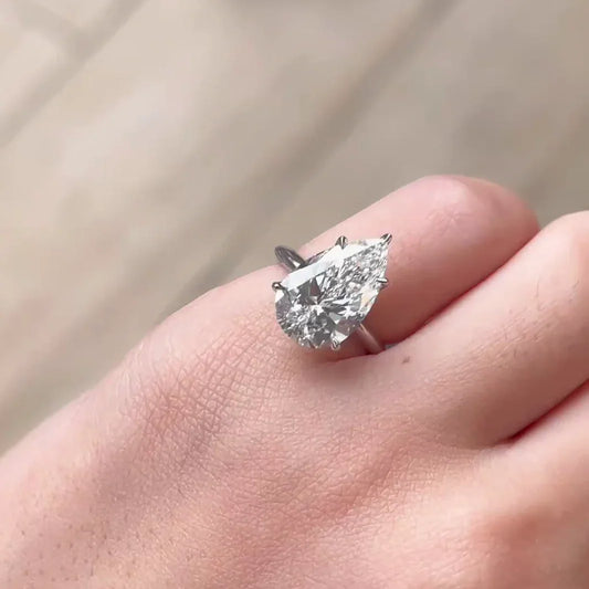 4.00 CT pear lab grown diamond engagement ring IGI certified solitaire ring wedding bridal luxury anniversary gift sustainable jewelry design ring