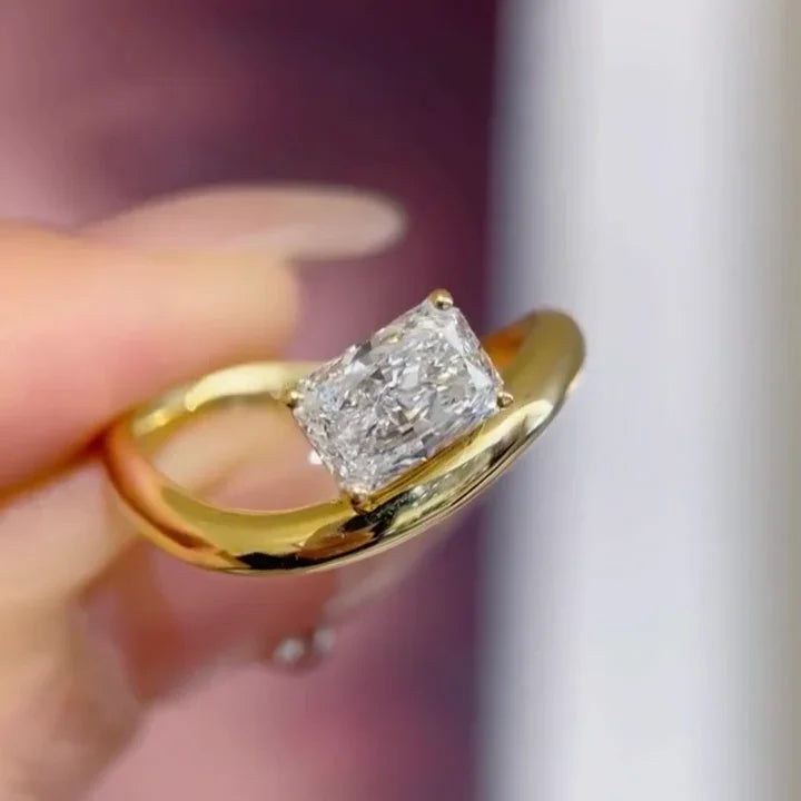 4.00 CT radiant lab grown diamond IGI certified engagement ring cathedral bezel setting solitaire luxury bridal wedding anniversary sustainable diamond ring