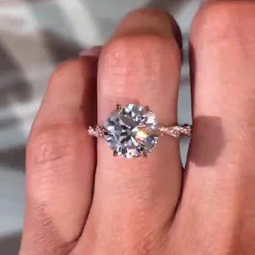 IGI certified 4.00 CT round cut lab grown diamond engagement ring twist band bridal wedding luxury anniversary gift elegant sustainable jewelry ring