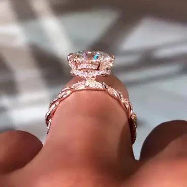 Luxury 4.00 CT round cut lab grown diamond engagement ring IGI certified twist band wedding bridal ring anniversary gift elegant jewelry piece