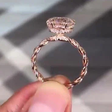 IGI certified round 4.00 CT lab grown diamond engagement ring twist band solitaire design luxury bridal wedding anniversary ethical jewelry ring
