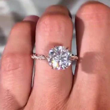 4.00 CT Round Lab Grown Diamond Engagement Ring | Twist Band | IGI Certified 