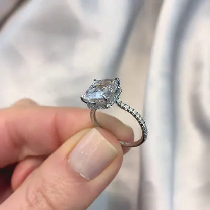 4.00 TCW asscher lab grown diamond IGI certified engagement ring hidden halo solitaire luxury bridal wedding anniversary sustainable fine jewelry ring