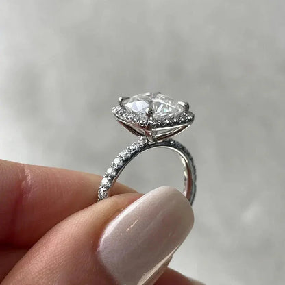 Luxury 4.00 TCW cushion cut lab grown diamond engagement ring IGI certified classic halo wedding bridal ring anniversary gift elegant jewelry piece