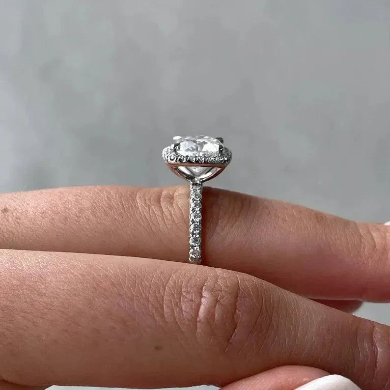 4.00 TCW Cushion Lab Grown Diamond Engagement Ring | Classic Halo Ring | IGI Certified 