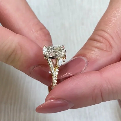 4.00 TCW cushion lab grown diamond IGI certified engagement ring split band setting luxury bridal wedding anniversary sustainable fine jewelry ring
