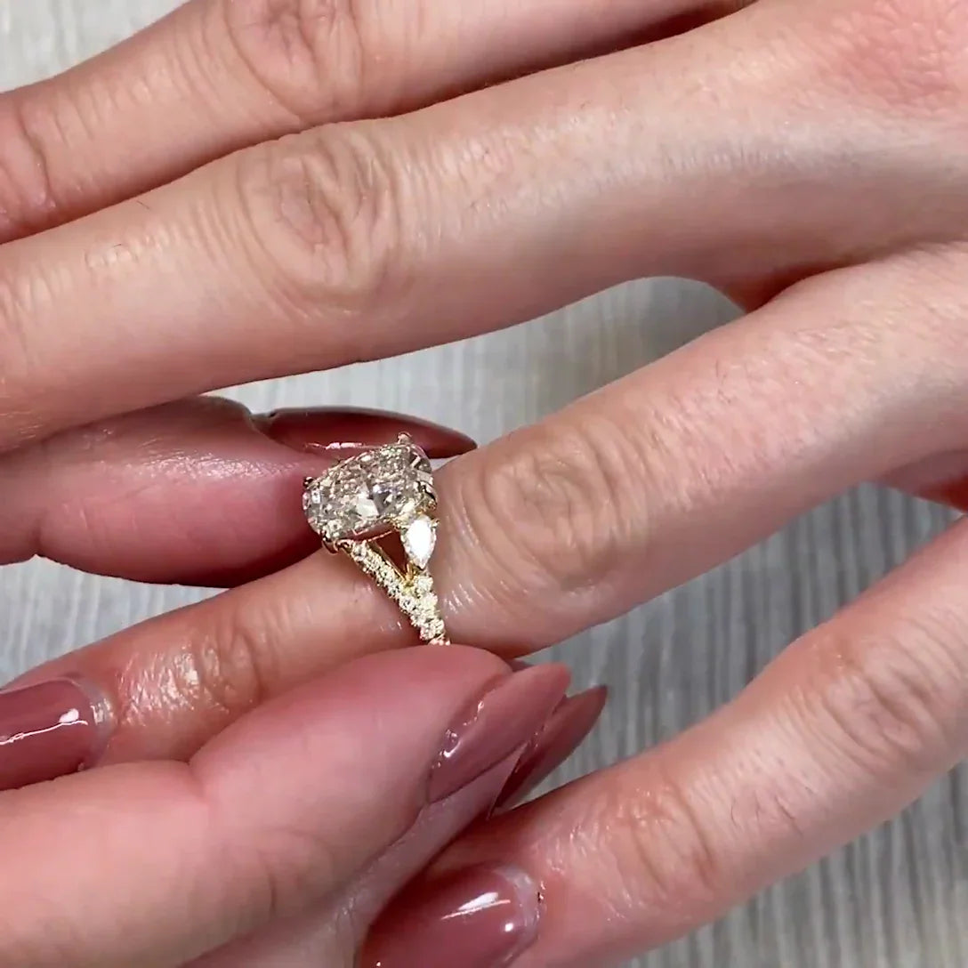 4.00 TCW Cushion Lab Grown Diamond Engagement Ring | Split Band Ring | IGI Certified 