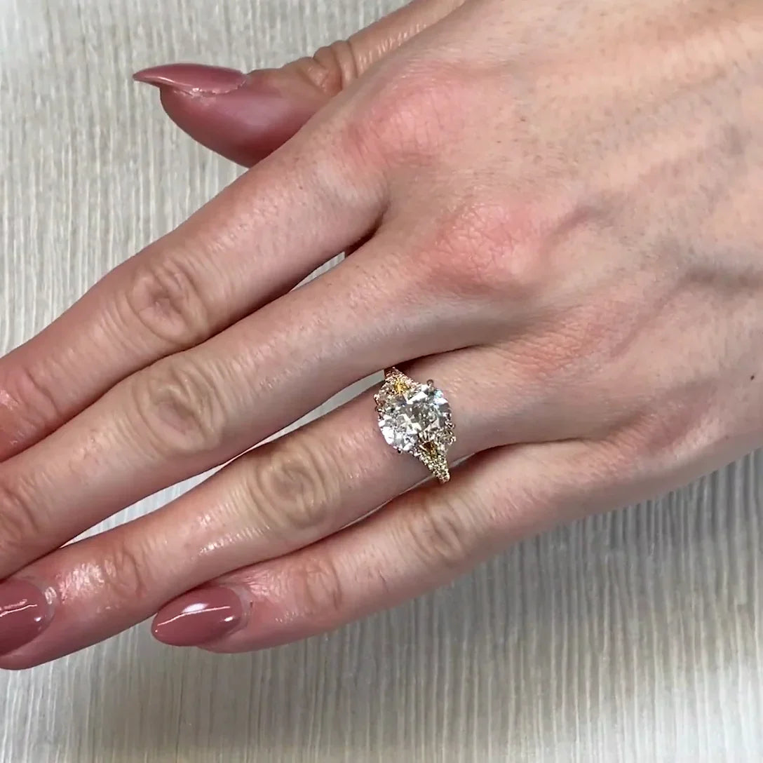 4.00 TCW Cushion Lab Grown Diamond Engagement Ring | Split Band Ring | IGI Certified 