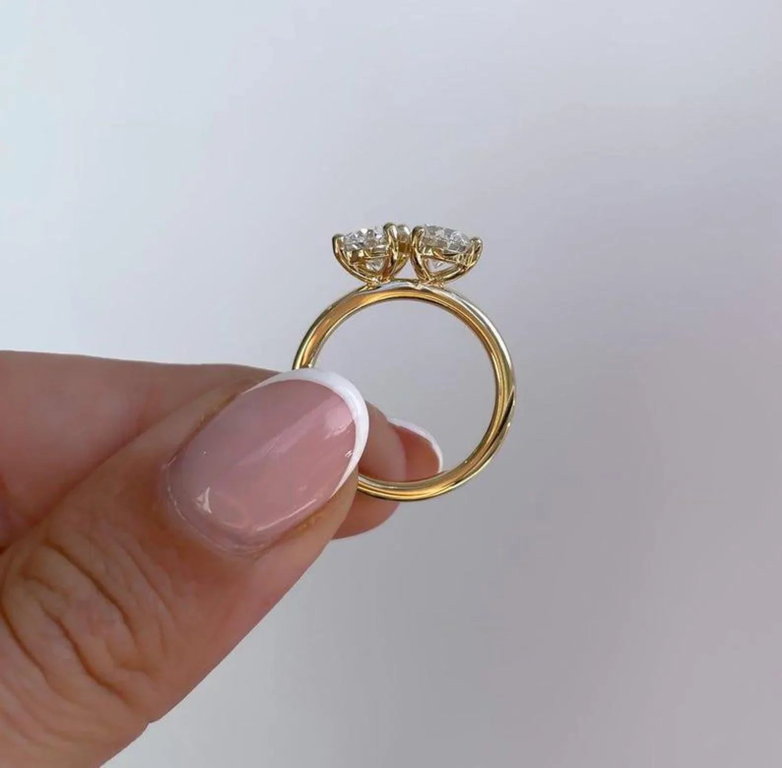 4.00 TCW Oval and Pear Lab Grown Diamond Engagement Ring | Toi Et Moi Ring | IGI Certified 