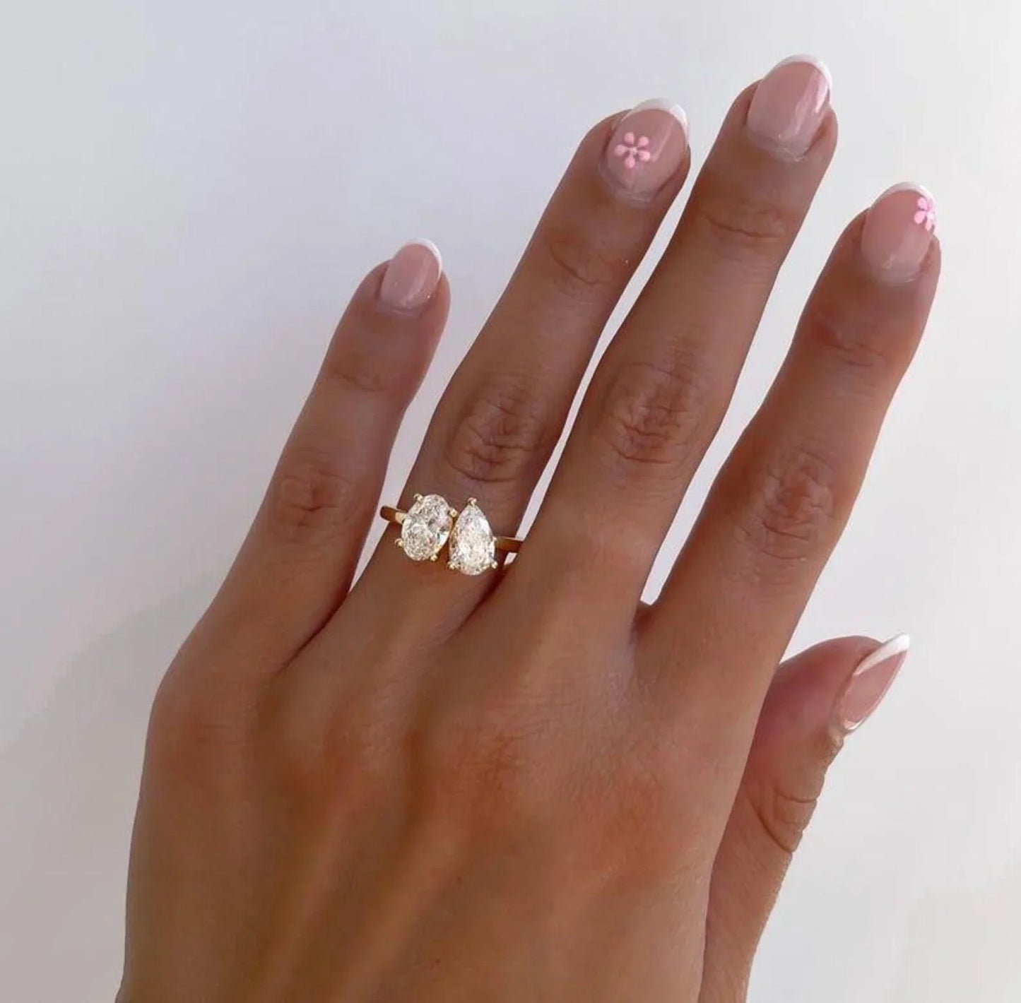 4.00 TCW Oval and Pear Lab Grown Diamond Engagement Ring | Toi Et Moi Ring | IGI Certified 