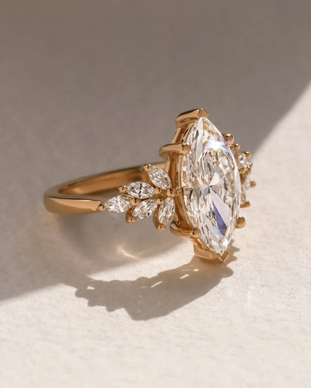 luxury 4.0ct marquise cut lab grown diamond engagement ring Anastasia setting bridal wedding promise ring for her elegant anniversary jewelry piece