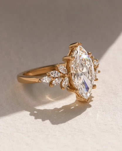 luxury 4.0ct marquise cut lab grown diamond engagement ring Anastasia setting bridal wedding promise ring for her elegant anniversary jewelry piece