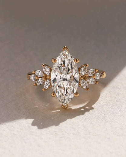 4.0 CT marquise cut lab grown diamond engagement ring IGI certified Anastasia setting wedding bridal anniversary gift for her luxury jewelry ring elegant