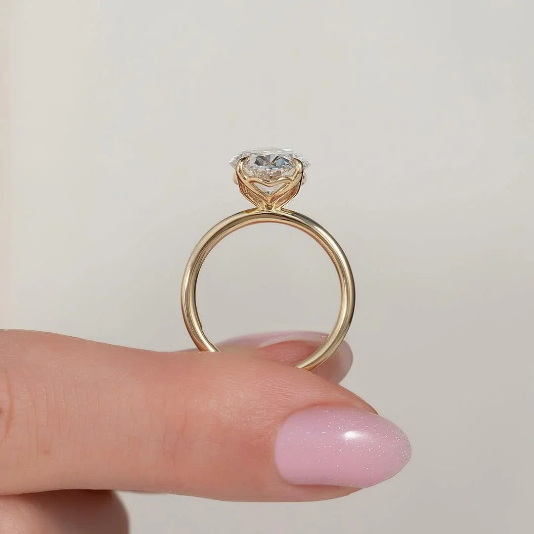 4.0 CT oval lab grown diamond IGI certified engagement ring wedding bridal luxury minimalist elegant sustainable diamond ring for her