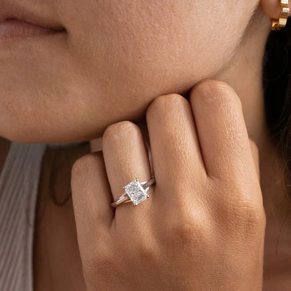 4.0ct lab grown diamond radiant cut engagement ring minimalist wedding ring classic bridal jewelry luxury gift for her women elegant proposal anniversary ring
