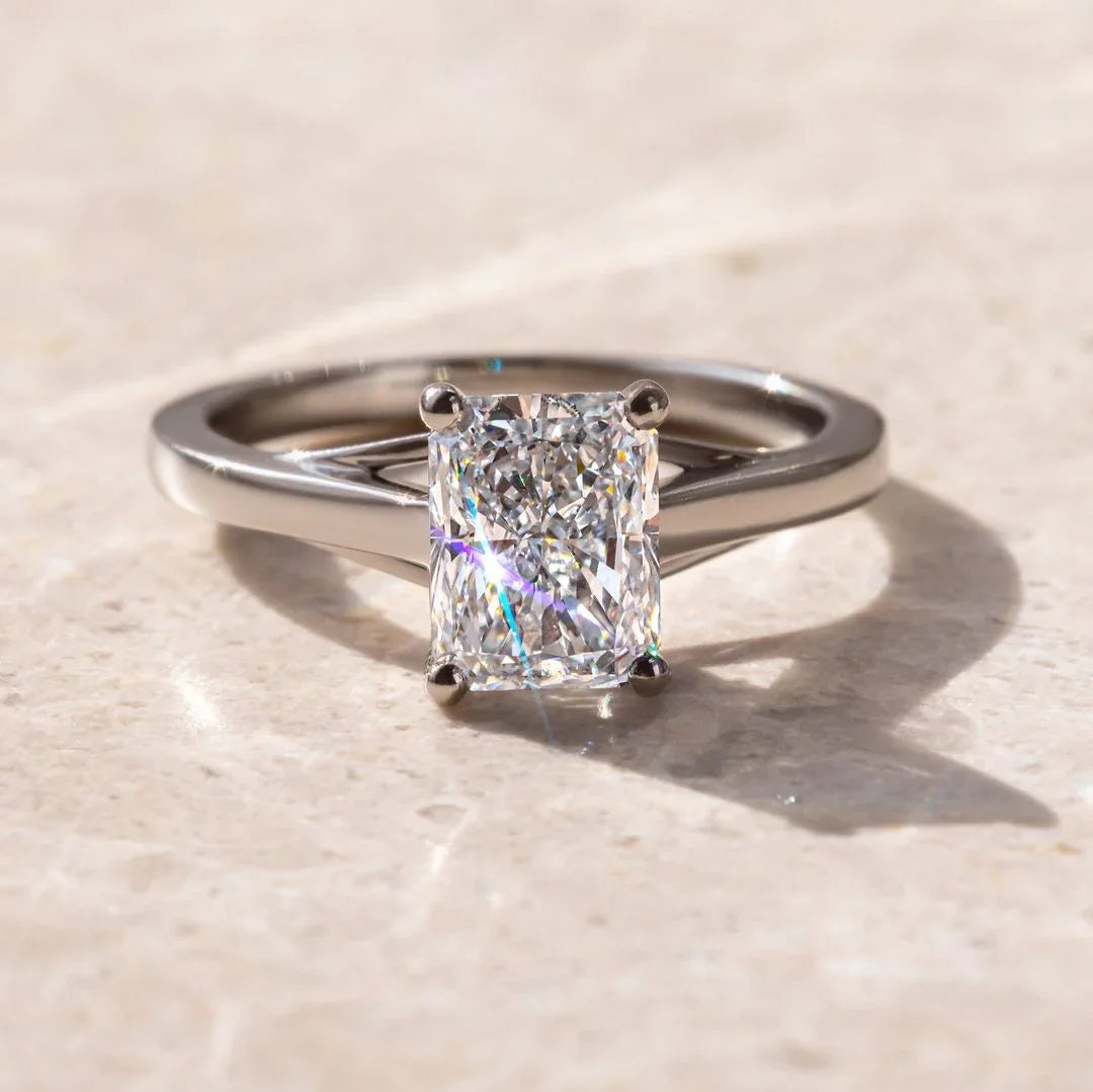 4.0ct radiant cut lab grown diamond engagement ring minimalist classic wedding ring bridal jewelry luxury gift for her women elegant IGI certified style
