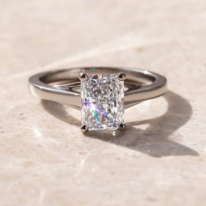 4.0ct radiant cut lab grown diamond engagement ring minimalist classic wedding ring bridal jewelry luxury gift for her women elegant IGI certified style
