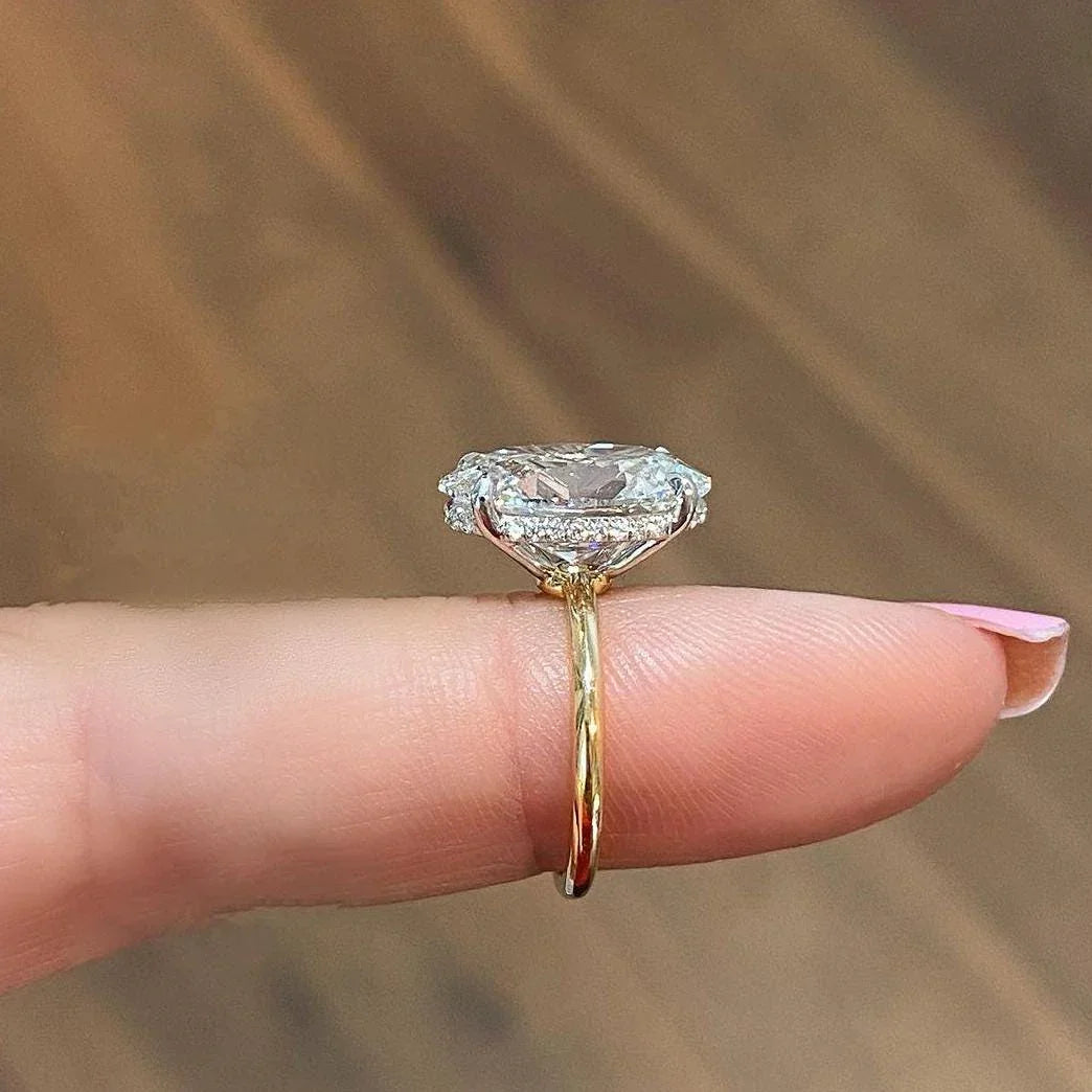 4.10 TCW Oval Lab Grown Diamond Engagement Ring | 4.00 CT Center | Hidden Halo Design | IGI Certified 