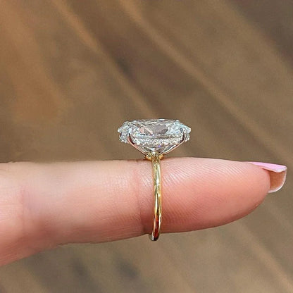 4.10 TCW Oval Lab Grown Diamond Engagement Ring | 4.00 CT Center | Hidden Halo Design | IGI Certified 