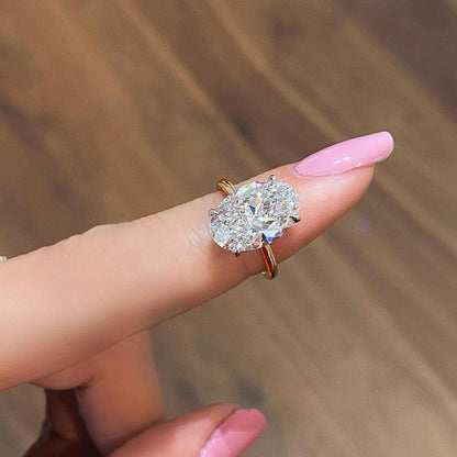 4.10 TCW oval lab grown diamond engagement ring 4.00 ct center hidden halo IGI certified wedding ring bridal jewelry luxury gift for her wife
