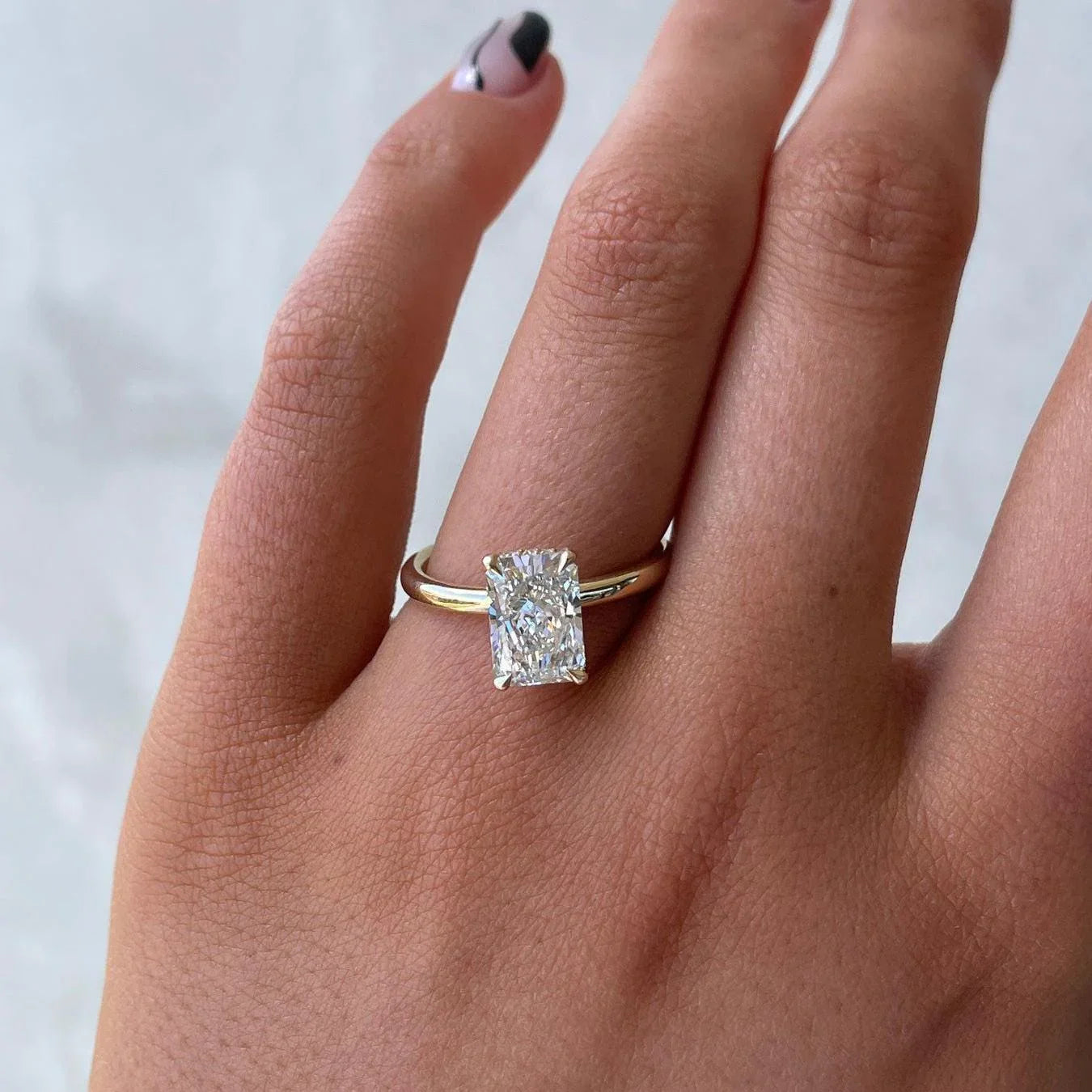 Elegant 4.10 TCW radiant lab grown diamond engagement ring hidden halo IGI certified wedding ring bridal jewelry luxury gift for her wife
