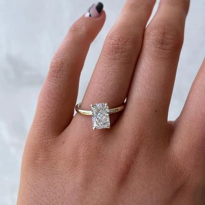 Elegant 4.10 TCW radiant lab grown diamond engagement ring hidden halo IGI certified wedding ring bridal jewelry luxury gift for her wife
