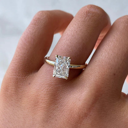 4.10 TCW Radiant Lab Grown Diamond Engagement Ring | Hidden Halo Design| IGI Certified 