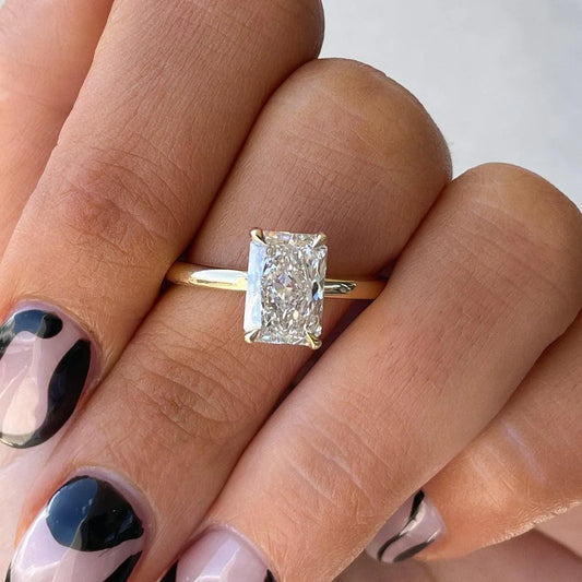 4.10 TCW radiant lab grown diamond engagement ring hidden halo IGI certified bridal wedding ring luxury jewelry gift for her women elegant design
