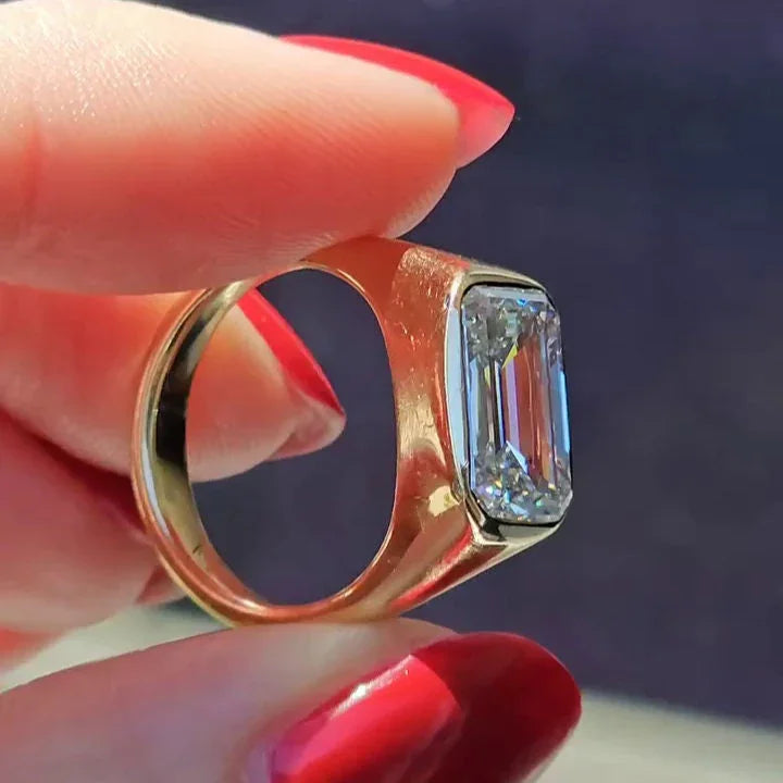 4.30 CT Emerald Cut Lab Grown Diamond Engagement Ring | East-West Bezel Setting | IGI Certified 