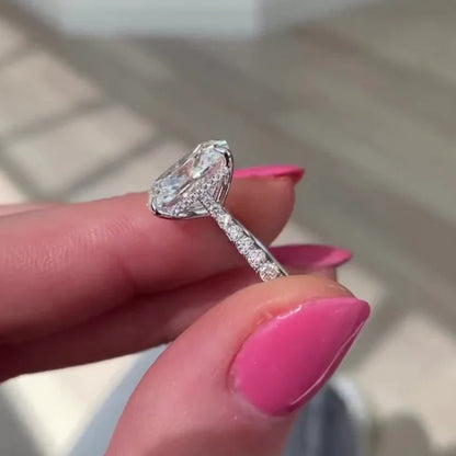 4.40 CT cushion lab grown diamond IGI certified engagement ring 4.00 ct center 0.40 ct side stones wedding ring bridal jewelry gift for her wife
