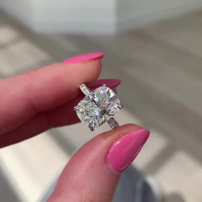 Elegant 4.40 CT cushion cut lab grown diamond engagement ring IGI certified center stone with side stones bridal wedding ring luxury gift for her
