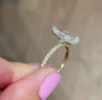 Elegant 4.40 TCW pear lab grown diamond ring pavé design IGI certified engagement wedding ring bridal jewelry luxury gift for her wife timeless style
