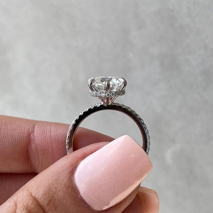 4.40 TCW round lab grown diamond engagement ring IGI certified hidden halo 6 claw prong setting bridal wedding ring luxury gift for her women
