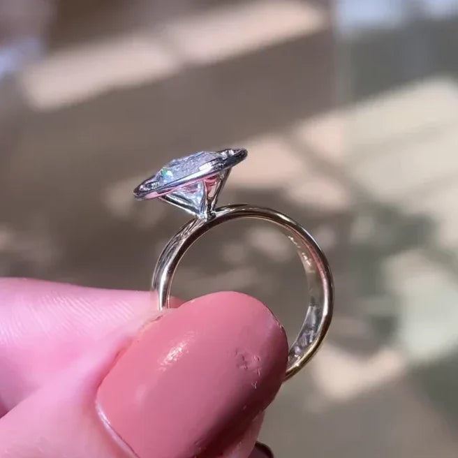 4.50 CT Marquise Lab Grown Diamond Engagement Ring | Two-Tone Hidden Halo Design | IGI Certified 